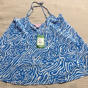 Lilly Pulitzer Blue and White Abstract Blouse